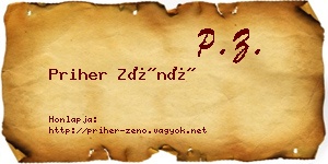 Priher Zénó névjegykártya